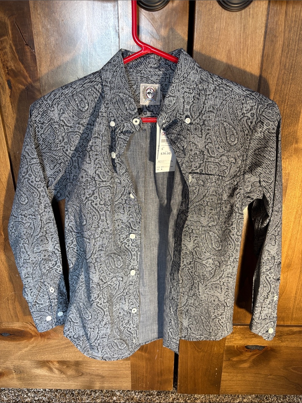 Cinch Kids Button-Down Shirt Black Paisley
